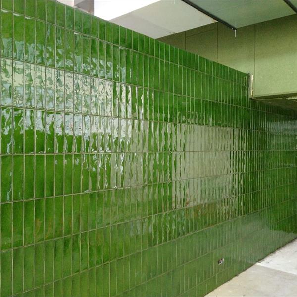 Ruimte met 25x10 groene wandtegels | RMB Tegels & Sanitair