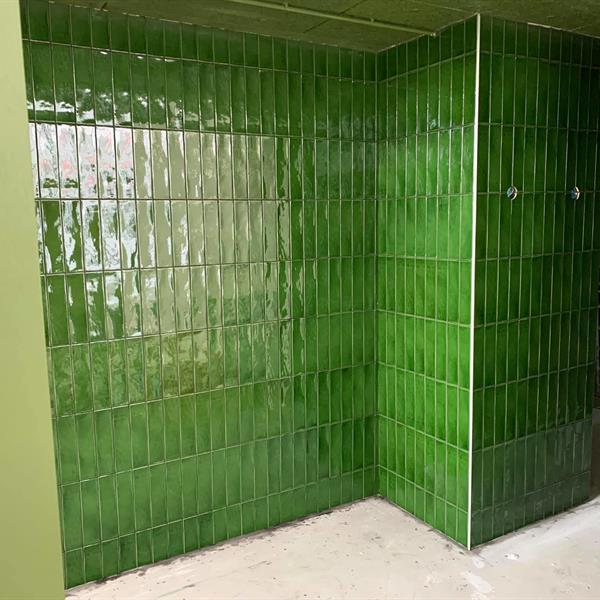 Ruimte met 25x10 groene wandtegels | RMB Tegels & Sanitair